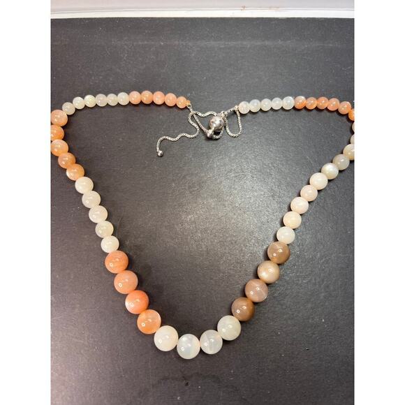 Mixed moonstone sterling silver bolo necklace - Picture 3 of 11